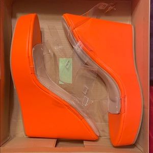 Neon orange wedges